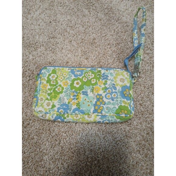 VERA BRADLEY Wristlet Wallet Purse ~ Blue Green Yellow ~ SPRING SUMMER - Picture 4 of 8